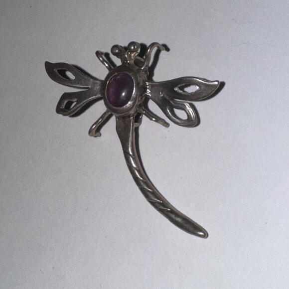 Sterling Dragonfly With Amethyst Pendant - Picture 7 of 15